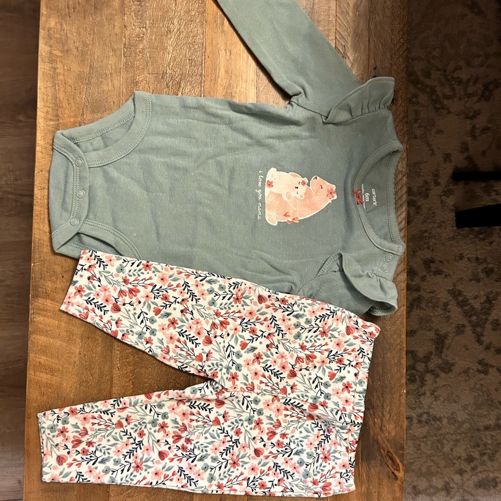 Carter's Green and Floral Kids Matching Set